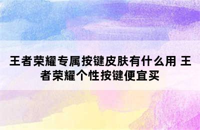 王者荣耀专属按键皮肤有什么用 王者荣耀个性按键便宜买